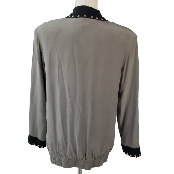 Diane Gilman Black White Gray Zebra BOHO Silke Jacket Windbreaker Nice Size S - Picture 2 of 4